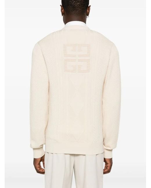 Givenchy White 4G Cable-Knit Cardigan for men