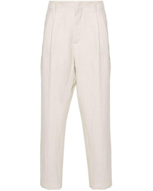 Lardini White Eqatos Linen Tapered Trousers for men