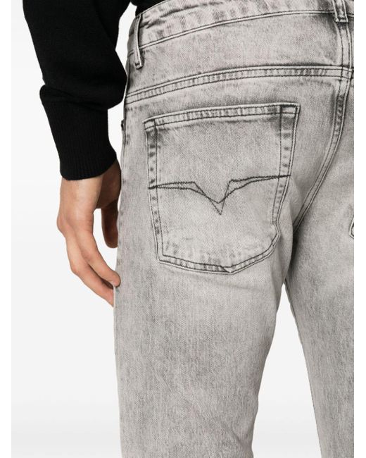 Versace Gray Whiskering-effect Straight-leg Jeans for men