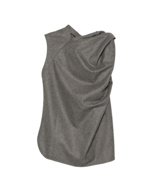 Petar Petrov Gray Draped Wool Top