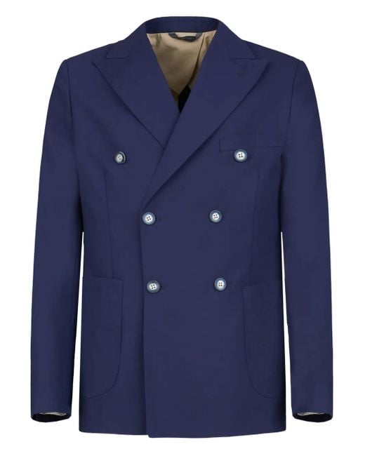 Gazzarrini x Michele Franzese Blue Double-Breasted Blazer for men