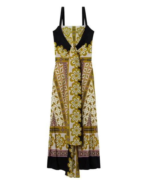 LaDoubleJ Metallic Slip-Around Floral-Print Maxi Dress