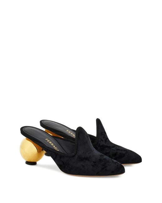 Ferragamo Black 70Mm Leather Mules