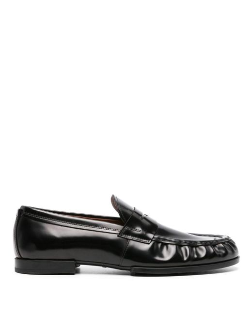 Tod's Black Leather Penny Loafers for men