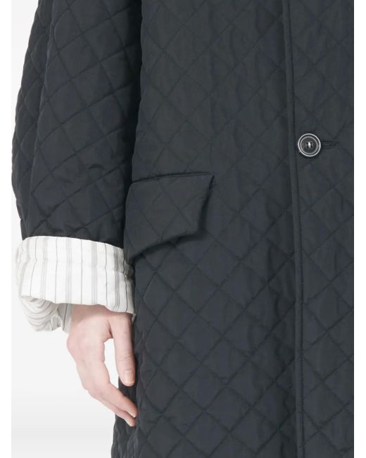 Maison Margiela Blue Quilted Single-Breasted Coat