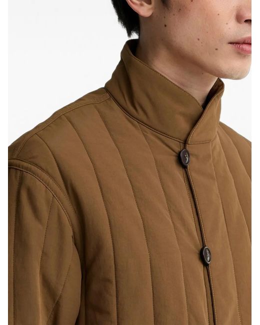 Barbour Brown Quilted High-Neck Jacket for men