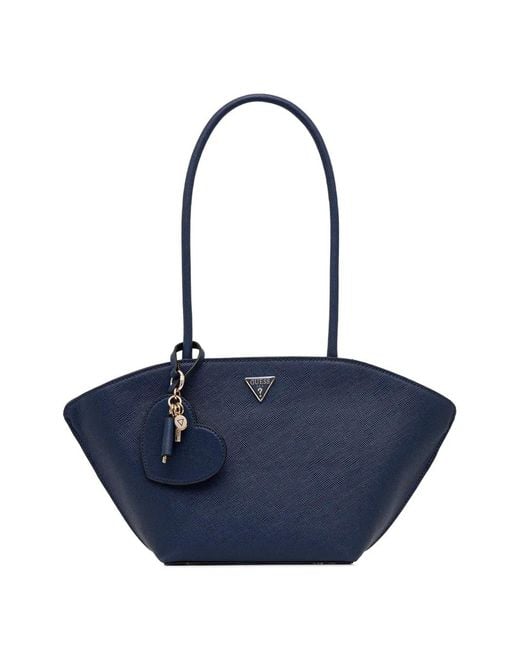 Guess Blue Bolena Heart-Charm Tote Bag