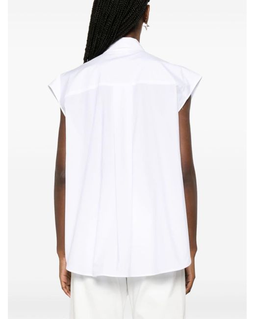 P.A.R.O.S.H. White Sequined Sleeveless Cotton Blouse
