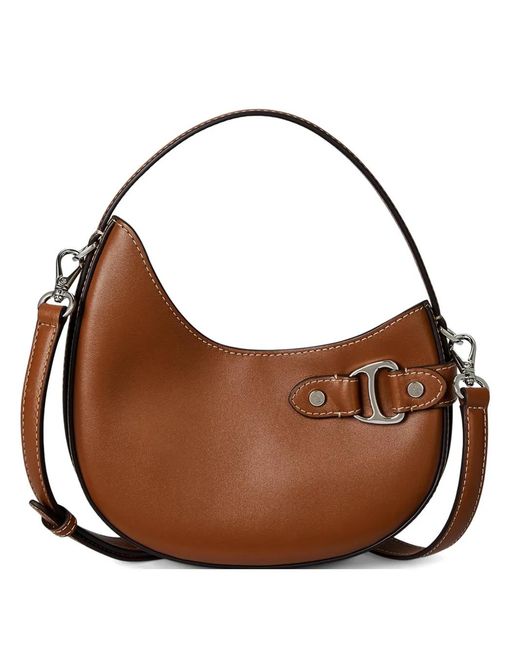 Ralph Lauren Brown Smasll Tasha Asymmetrical Leather Tote Bag