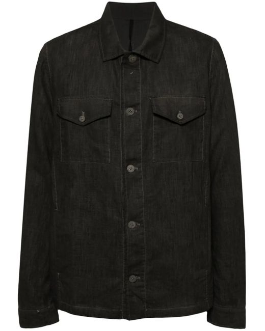 Poeme Bohemien Black Linen Shirt Jacket for men