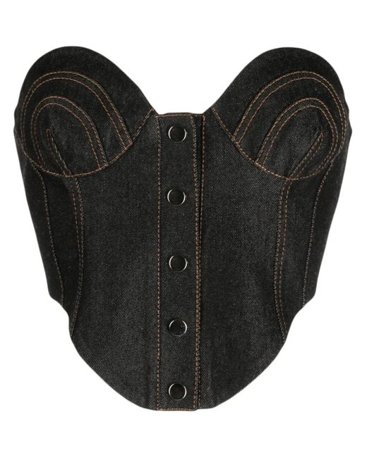 Aleksandre Akhalkatsishvili Black Contrast-Stitching Denim Corset
