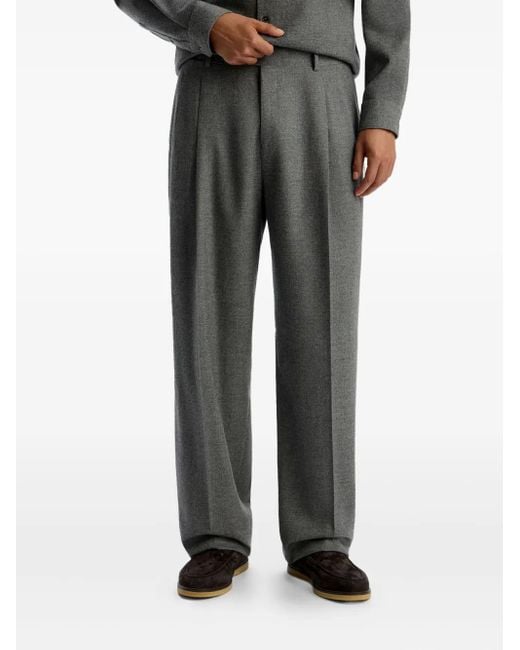 12 STOREEZ Gray Drago Pleated Trousers for men
