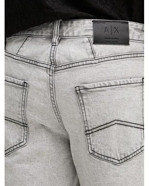 ARMANI EXCHANGE Gray Logo-Patch Denim Shorts for men