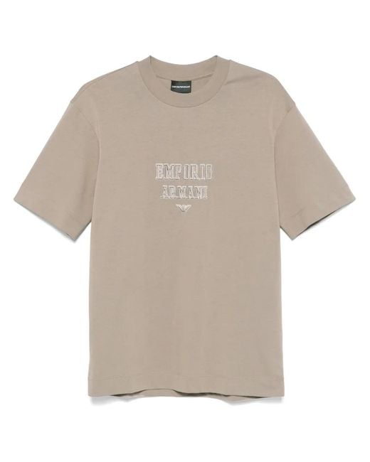 Emporio Armani White Logo-Embroidered T-Shirt for men