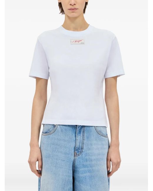 MSGM White Logo-Patch T-Shirt