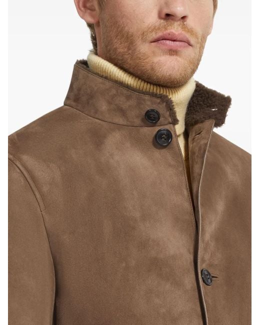 Zegna Brown Shearling Il Conte Jacket for men
