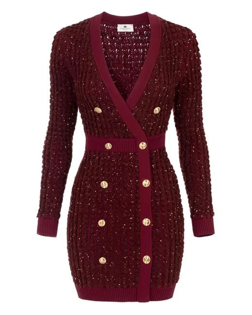 Abito Corto Con Paillettes di Elisabetta Franchi in Red