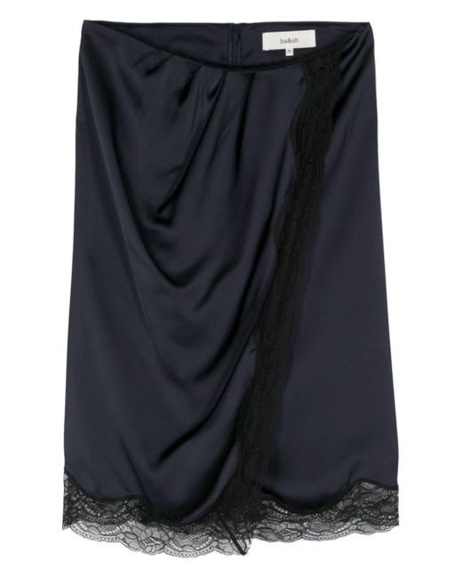 Ba&sh Clemence Lace-trimmed Midi Skirt Black