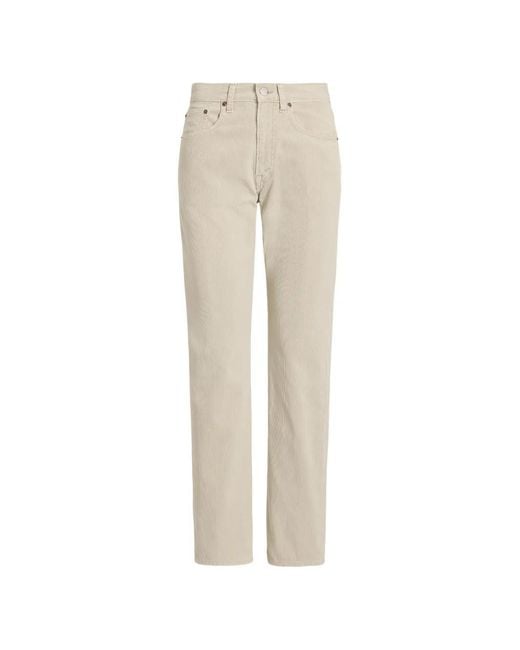 Polo Ralph Lauren White Pantalon Droit En Velours Côtelé