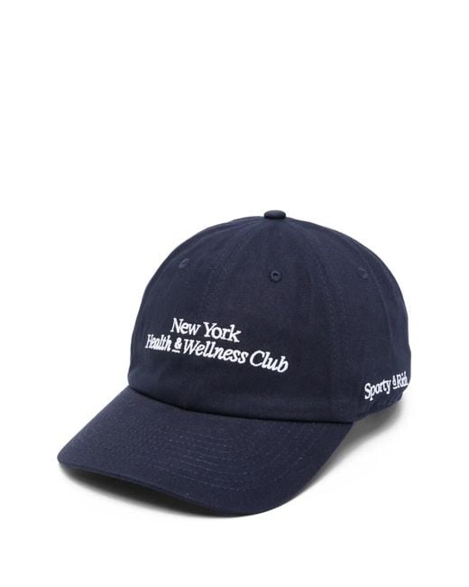 Sporty & Rich Blue Logo-Embroidered Baseball Cap