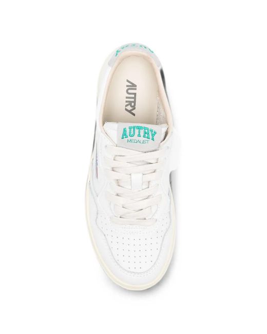 Autry White Medalist Panelled Leather Sneakers