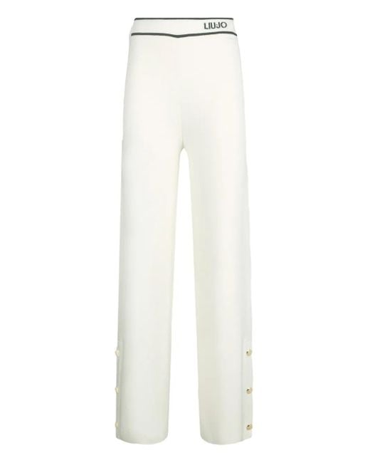 Liu Jo White Jacquard-Hose Mit Seitlichen Knöpfen