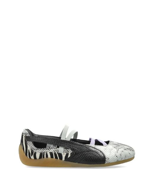 PUMA White Speedcat Ballet Snakeskin-Effect Zebra-Print Sneakers