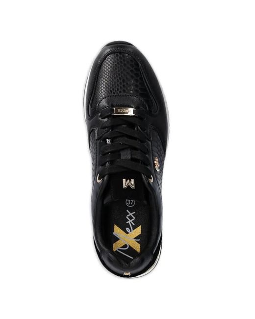 Mexx Black Reptile-Effect Panelled Sneakers