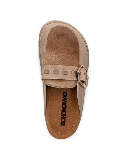 Bohonomad White Buckle-Fastening Leather Mules