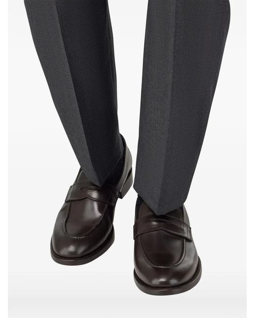 Boggi Black Brushed-Leather Blake-Construction Loafers for men