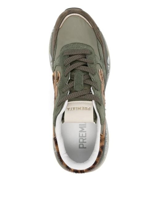 Premiata Green Lauryn Sneakers mit Leoparden-Print