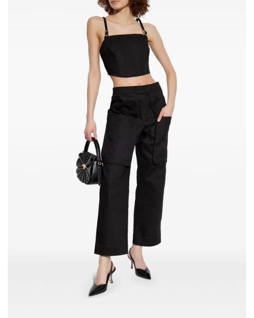 Cult Gaia Black Square-Neck Crop Top