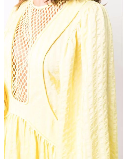 Stella McCartney Yellow Mesh-Panel Shift Dress