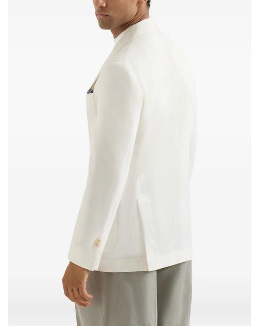 Brunello Cucinelli メンズ ホワイト デコンストラクテッド リネン