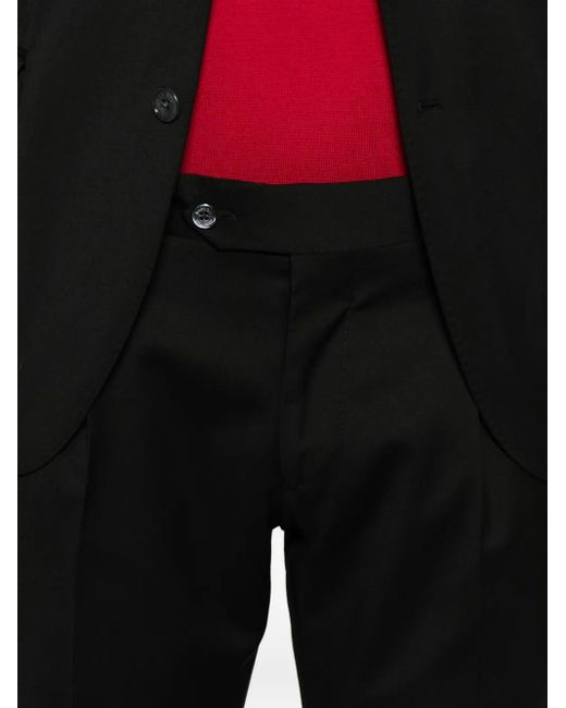 Bagnoli Sartoria Napoli Black Peak-Lapel Single-Breasted Suit for men