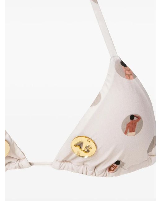 Amir Slama White Graphic-Print Halterneck Two-Piece Bikini