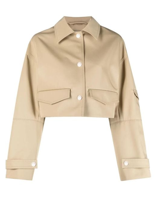 Nanushka Natural Bracha Cropped Shirt Jacket