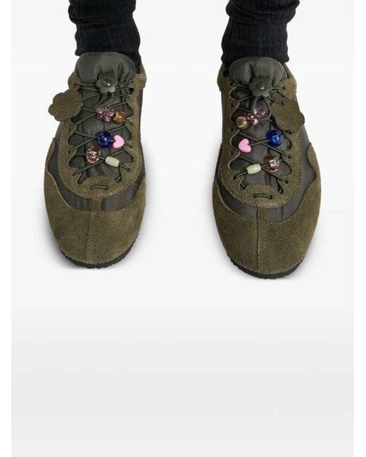 CECILIE BAHNSEN Green Blaise Embellished Sneakers