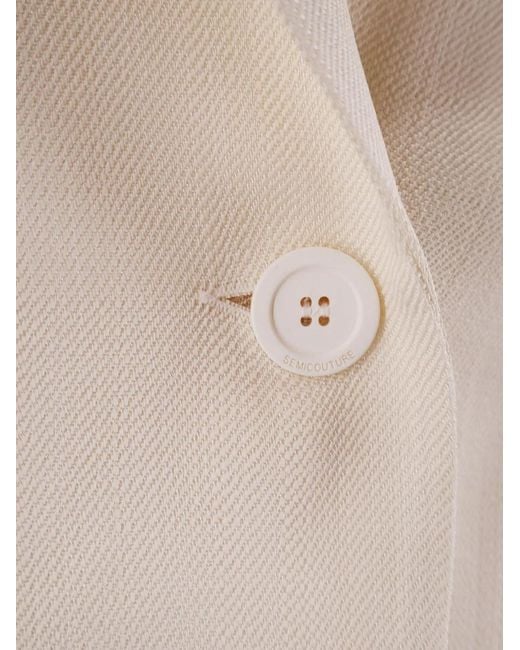 Semicouture Natural Two-Button Flap Pocket Blazer