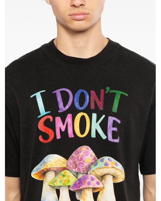 Melt Black Mushroom Print T-Shirt for men