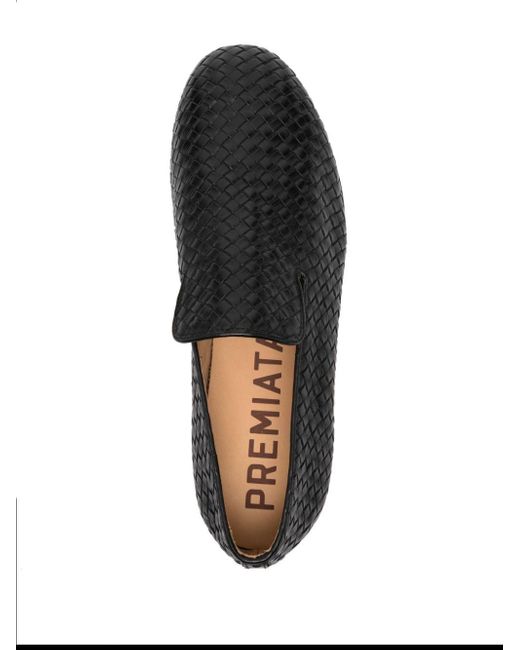 Premiata Black Interwoven Leather Slipper for men