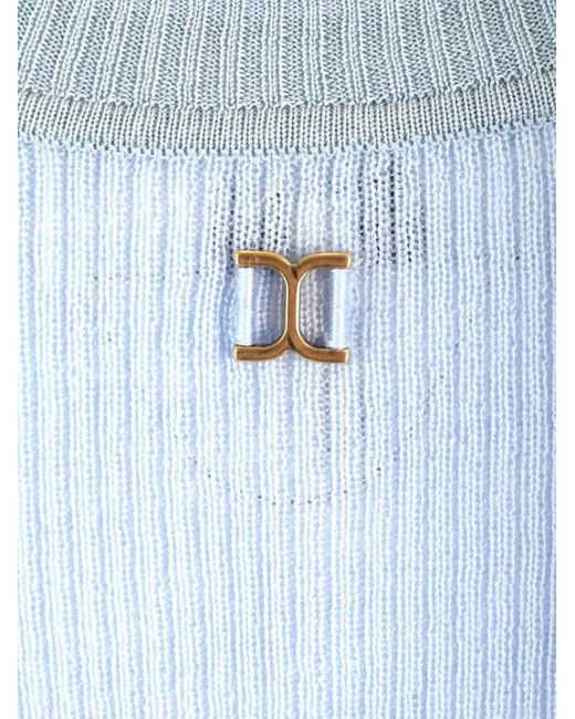 Chloé Blue Ribbed Button-Fastening Top