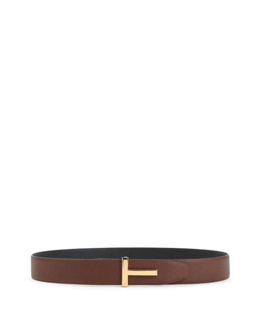 Tom Ford White Logo-Plaque Belt for men