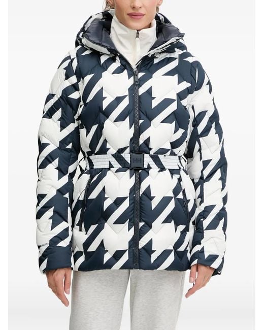 Helly Hansen Blue Houndstooth-Pattern Down Jacket