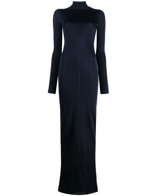 Saint Laurent Blue Knit Long Dress
