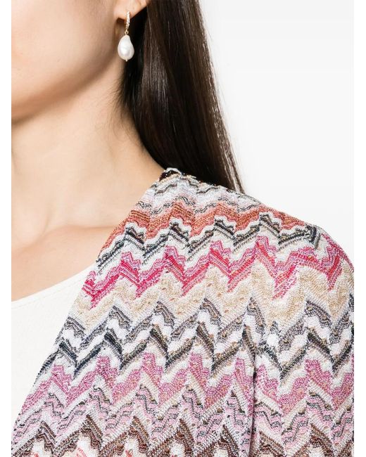 Missoni Pink Zigzag Pattern Long Cardigan
