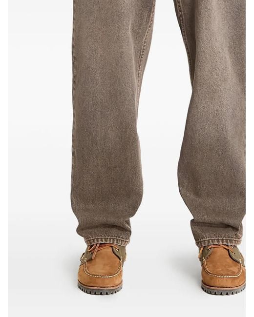 Dime Brown Relaxed Wide-Leg Trousers for men