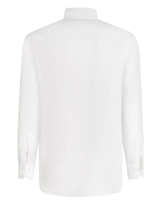 Etro White Paisley-Print Band Cotton Shirt for men