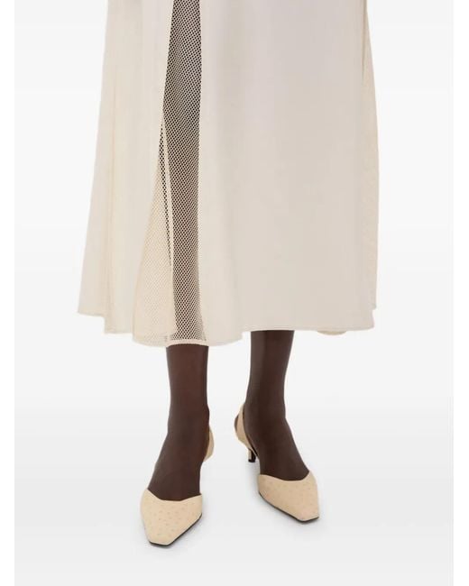 Loulou de Saison White Iraka Lace-Stitching Midi Dress