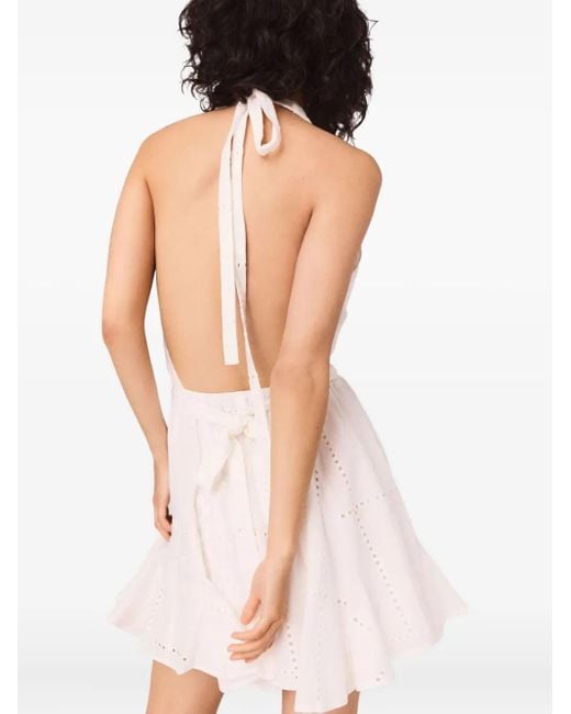 Maje White Mini Embroidered Backless Dress